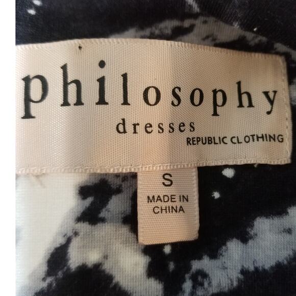 Philosophy Tie Dye Sheath Dress Size Small Faux Vegan Leather Shoulders Back Zip - Picture 6 of 8